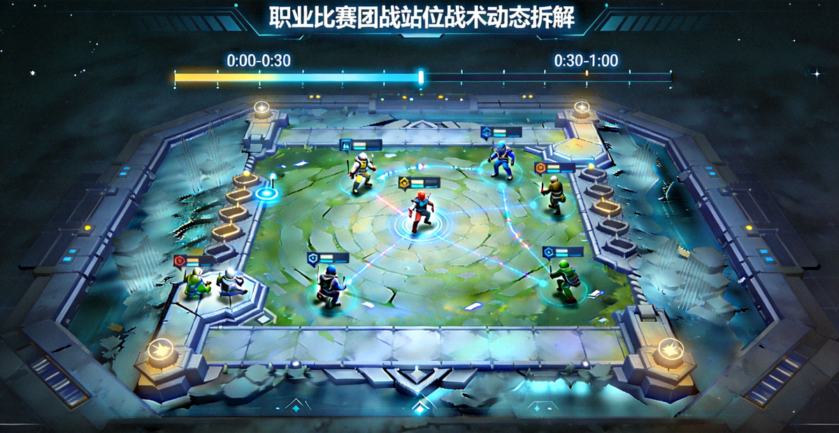 战术动态拆解沙盘界面展示职业比赛团战站位
